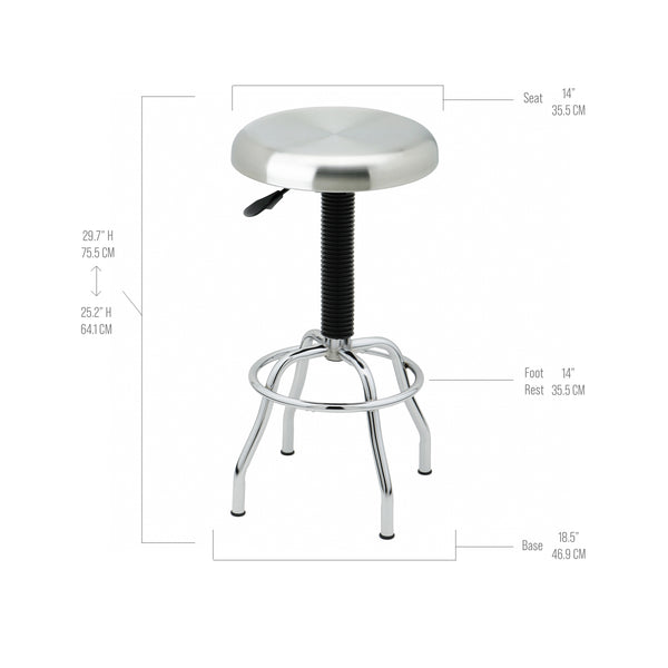 Seville Classics Stainless Steel Seat Pneumatic Adjustable Work Stool Stools