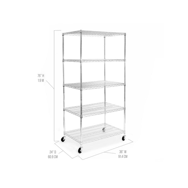 Seville Classics UltraDurable® 5-Tier NSF-Certified Steel Shelving Shelving
