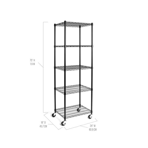 Seville Classics UltraDurable® 5-Tier NSF-Certified Steel Shelving Black Shelving