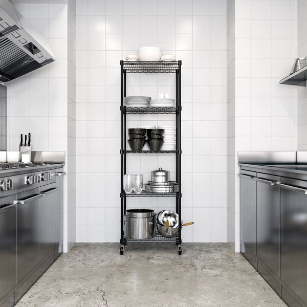 seville classics UltraDurable® 5-Tier NSF-Certified Steel Shelving Black Shelving