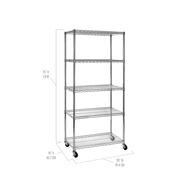 Seville Classics UltraDurable® 5-Tier NSF-Certified Steel Shelving Shelving