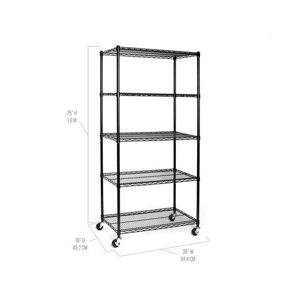 Seville Classics UltraDurable® 5-Tier NSF-Certified Steel Shelving Black Shelving