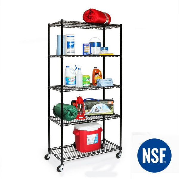 Seville Classics UltraDurable® 5-Tier NSF-Certified Steel Shelving Black Shelving
