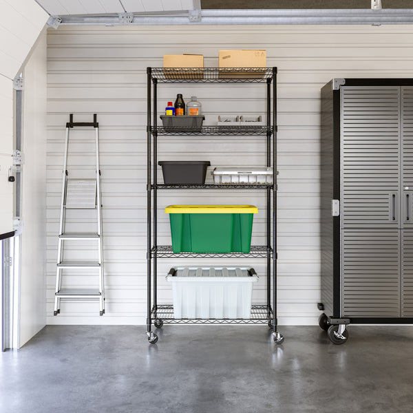 seville classics UltraDurable® 5-Tier NSF-Certified Steel Shelving Black Shelving