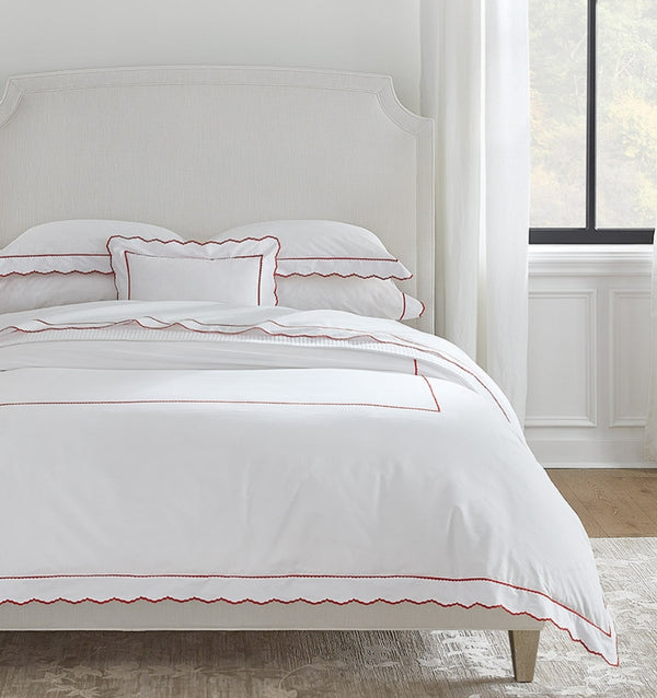 Sferra Pettine White/Crimson Bedding Bundle BEDDING