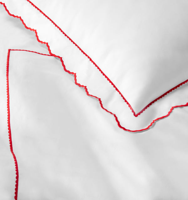 sferra Pettine White/Crimson Bedding Bundle BEDDING