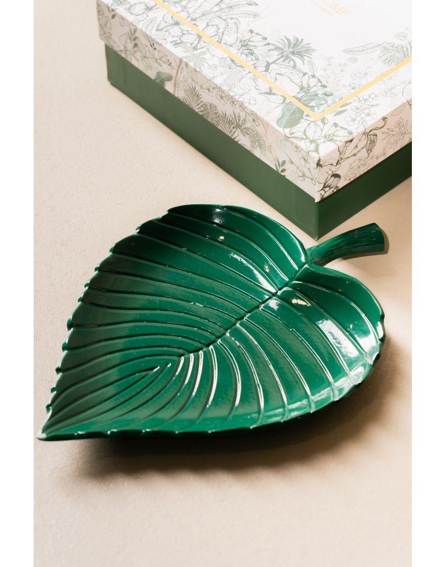 Sg Home Leafy Luxe Centre Table Platter (Set Of 02) - Green