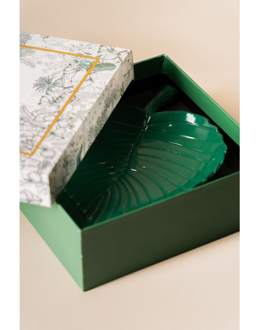 Sg Home Leafy Luxe Centre Table Platter (Set Of 02) - Green