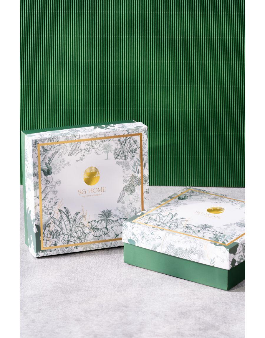 Sg Home Leafy Luxe Centre Table Platter (Set Of 02) - Green