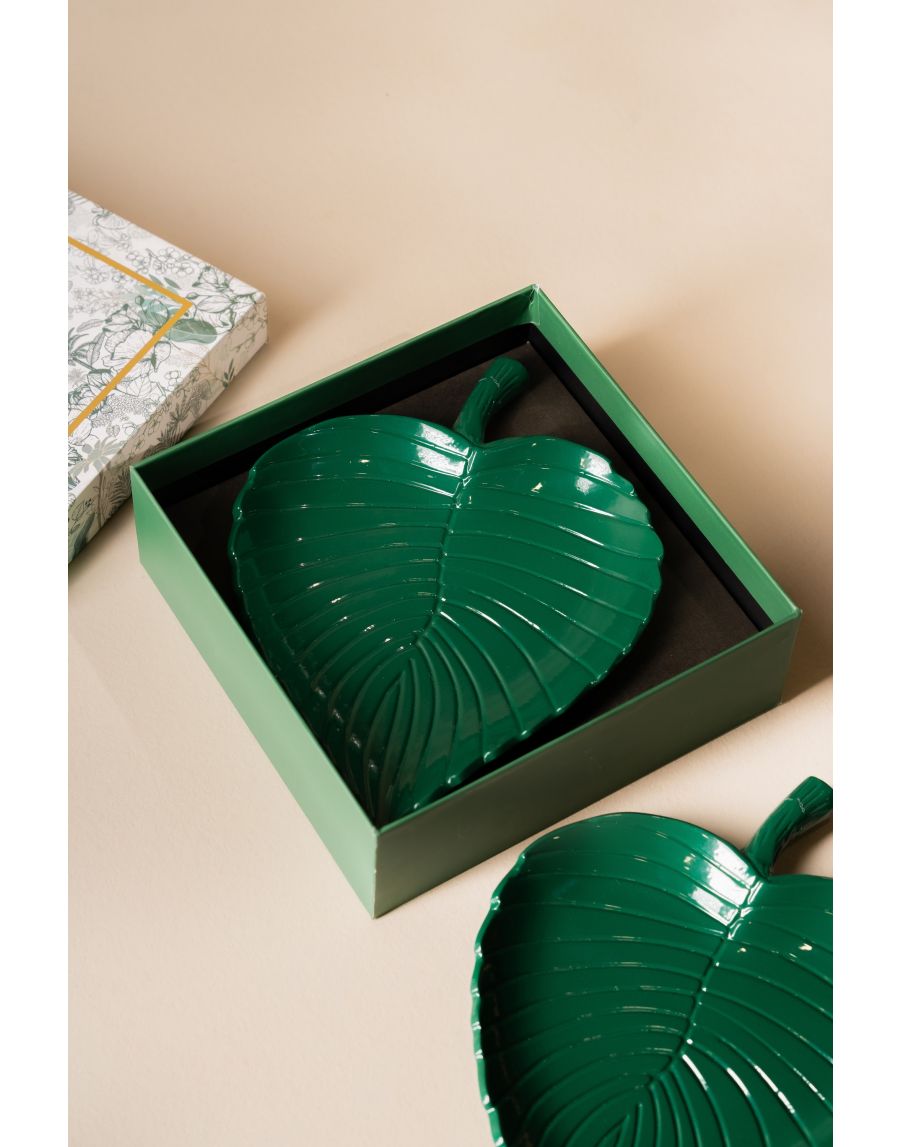 sg home Leafy Luxe Centre Table Platter (Set of 02) - Green