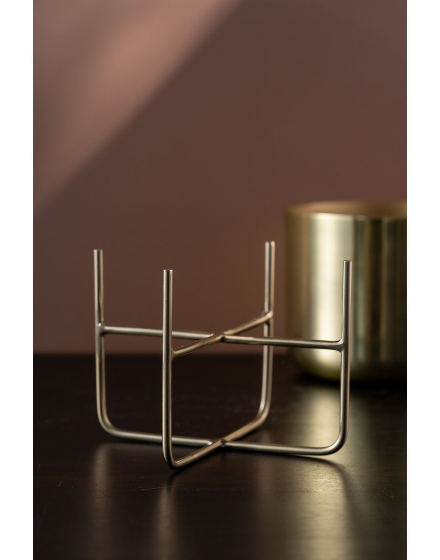 Sg Home Luxe Golden Planter With Stand - Small And Large (Set Of 02)