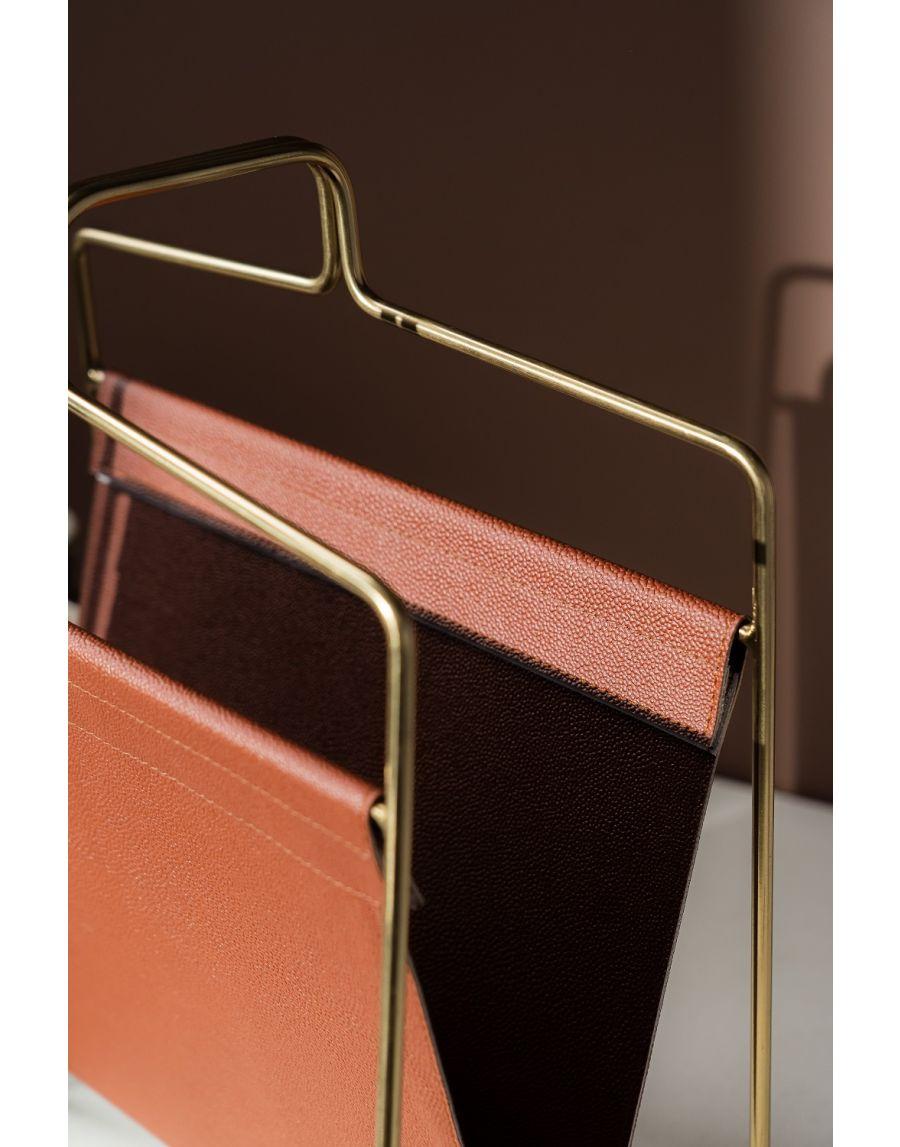 Sg Home Mettalic Muse Faux Leather Magazine Holder Brown