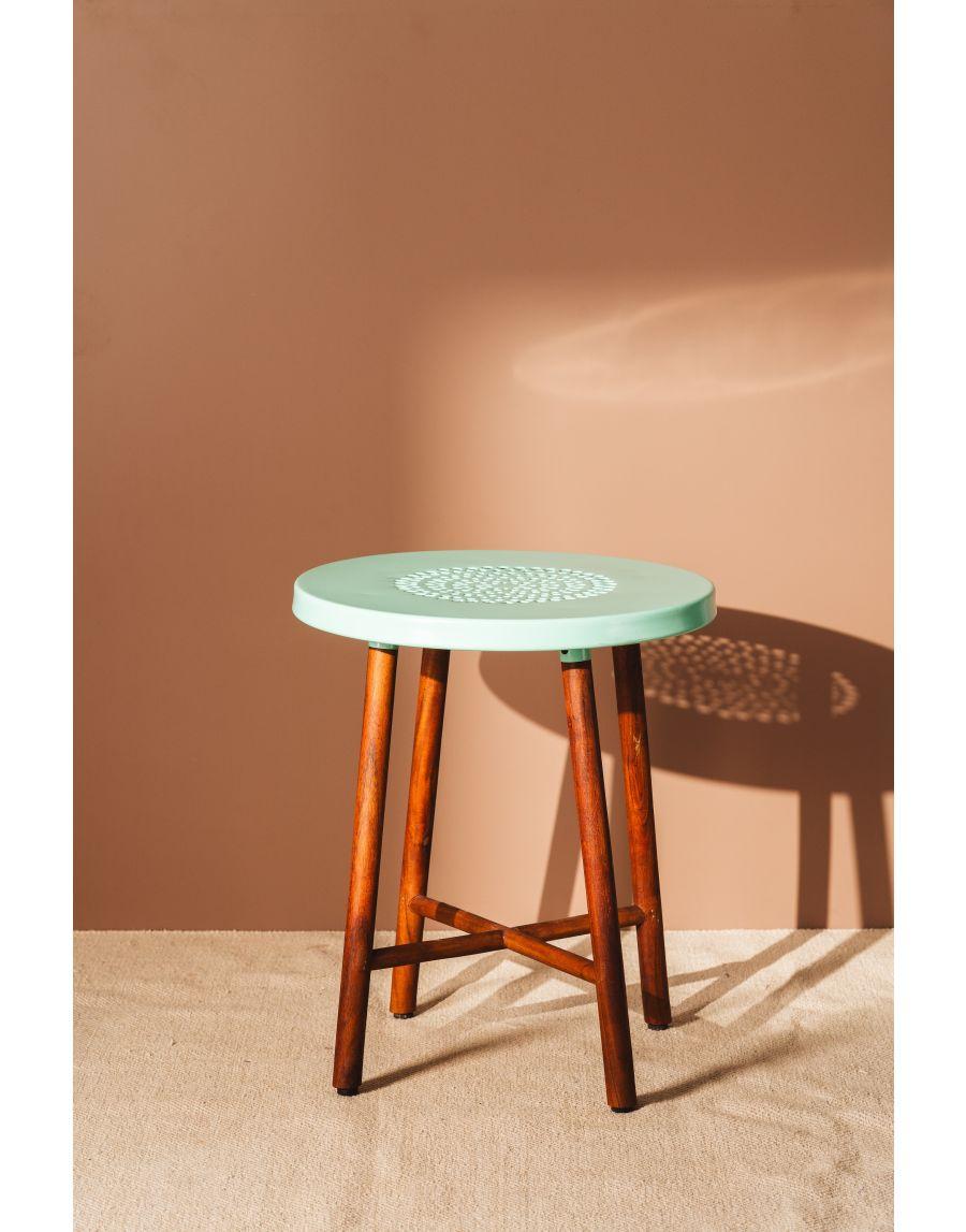 sg home Coffee Companion Stool Cum Side Table - Teal
