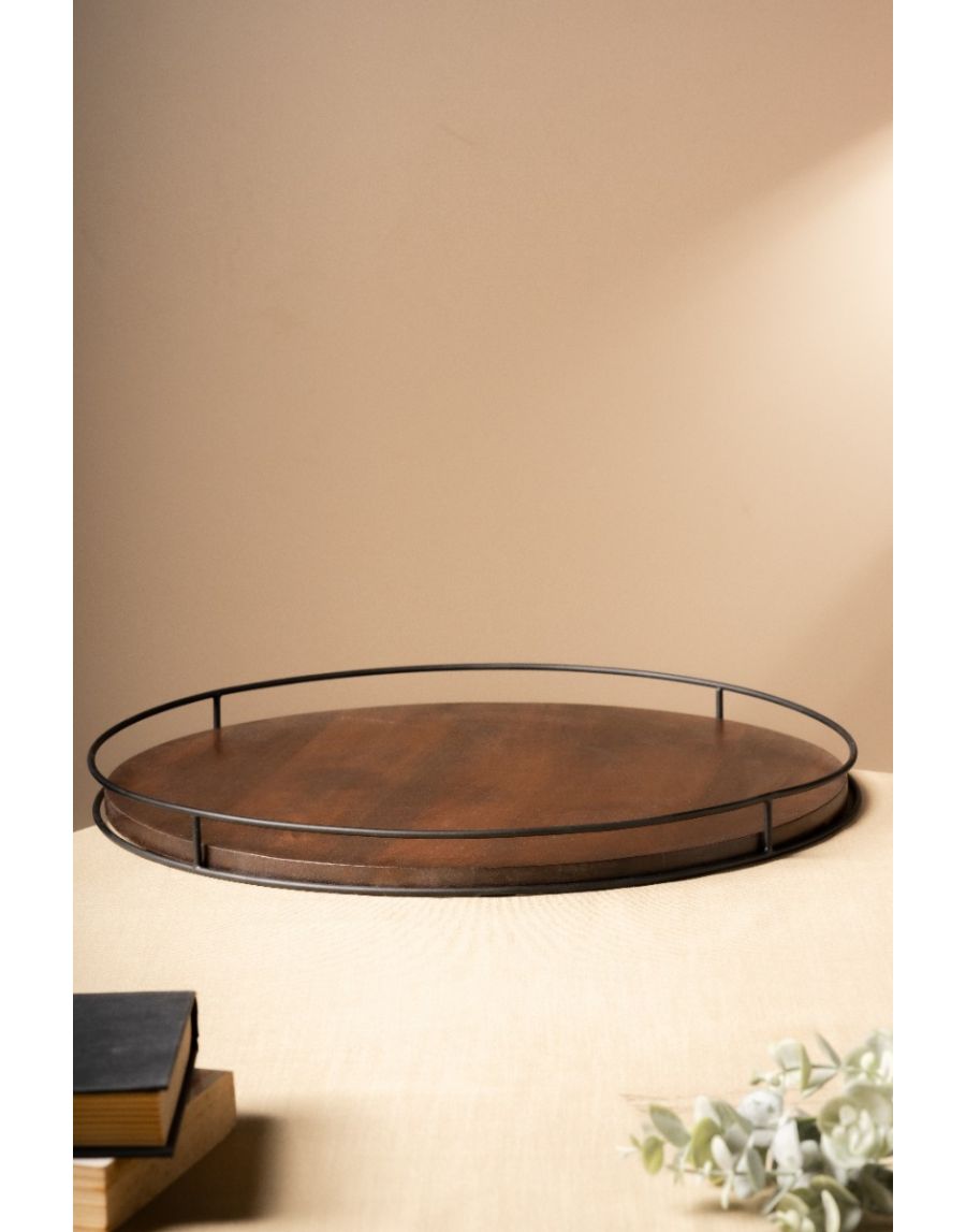 sg home Dark wood metal tray