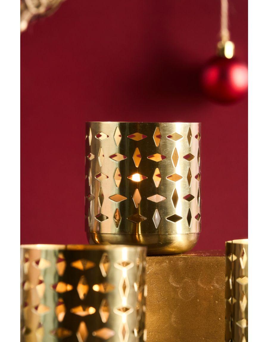 Sg Home Diamond Cut Metal Votives Small (Set Of 4)