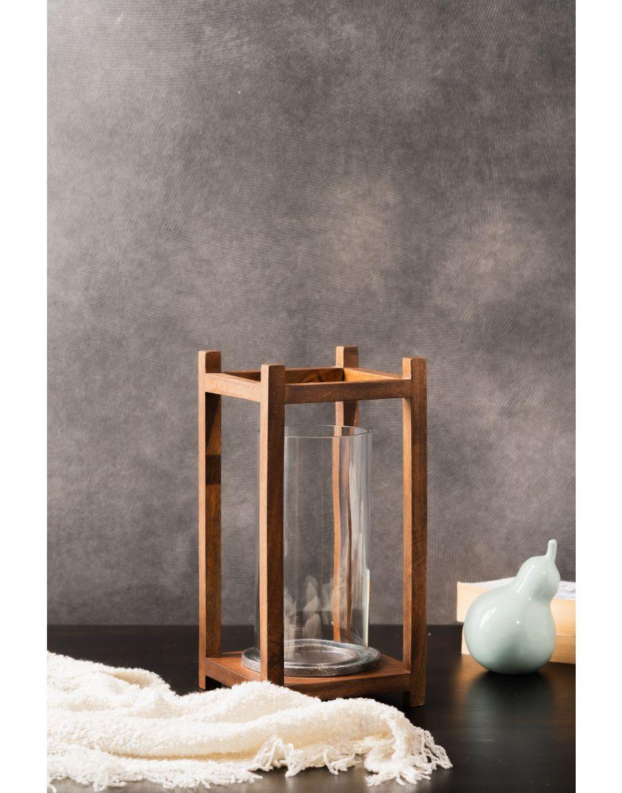 Sg Home Earthy Ambience Wooden Lantern