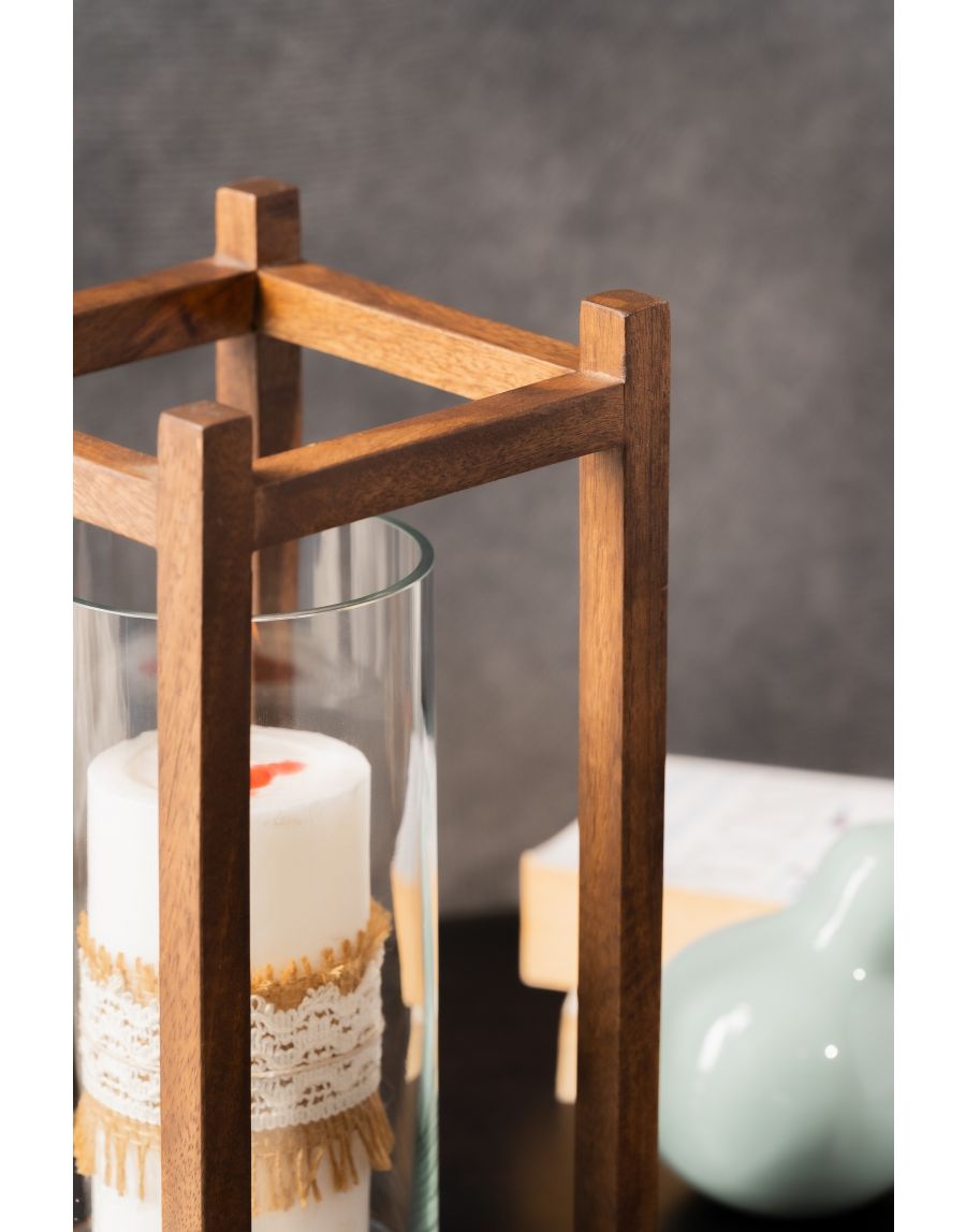 Sg Home Earthy Ambience Wooden Lantern