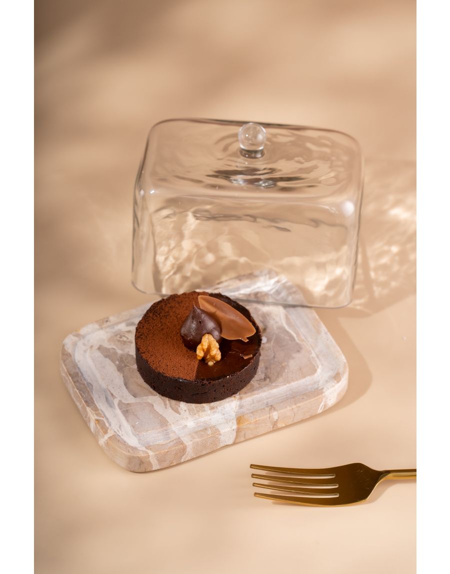 Sg Home Earthy Marble Dish With Glass Cloche