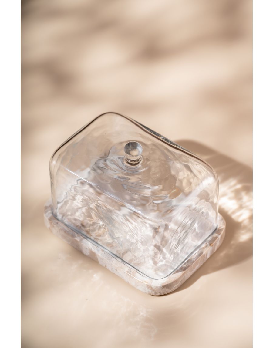 sg home Earthy Marble Dish with Glass Cloche