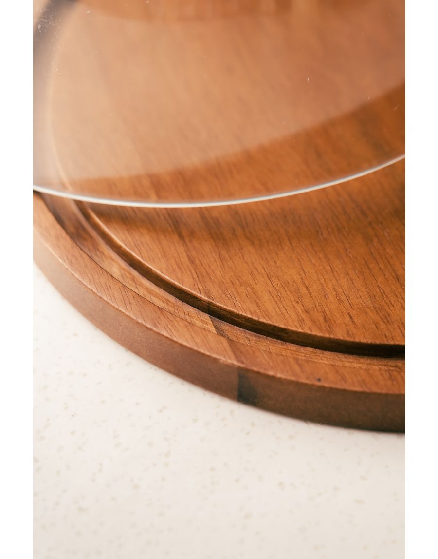 Sg Home Flat Wooden Glass Cake Cloche