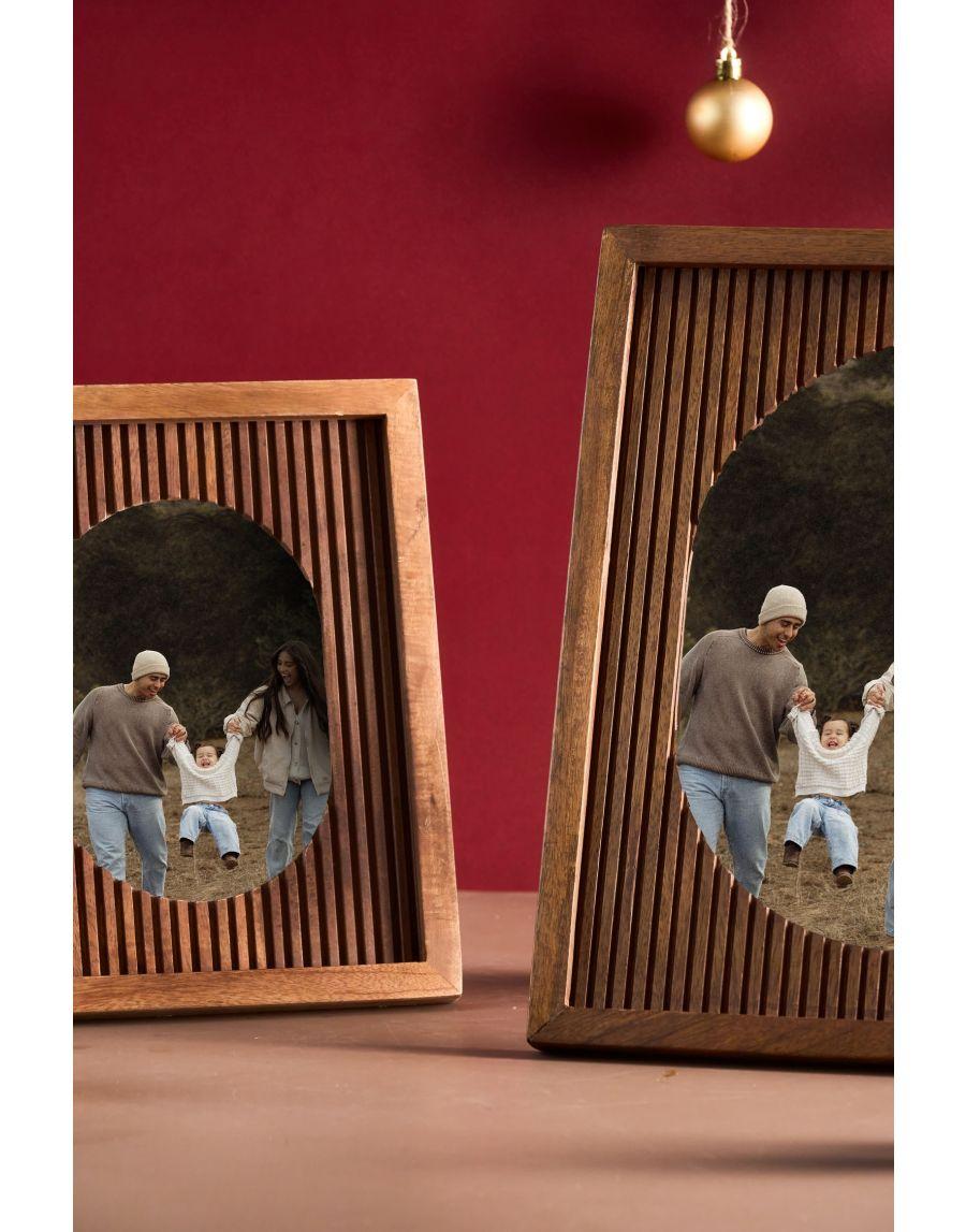 Sg Home Fluted Wood Oval Frame M 5" X 7"