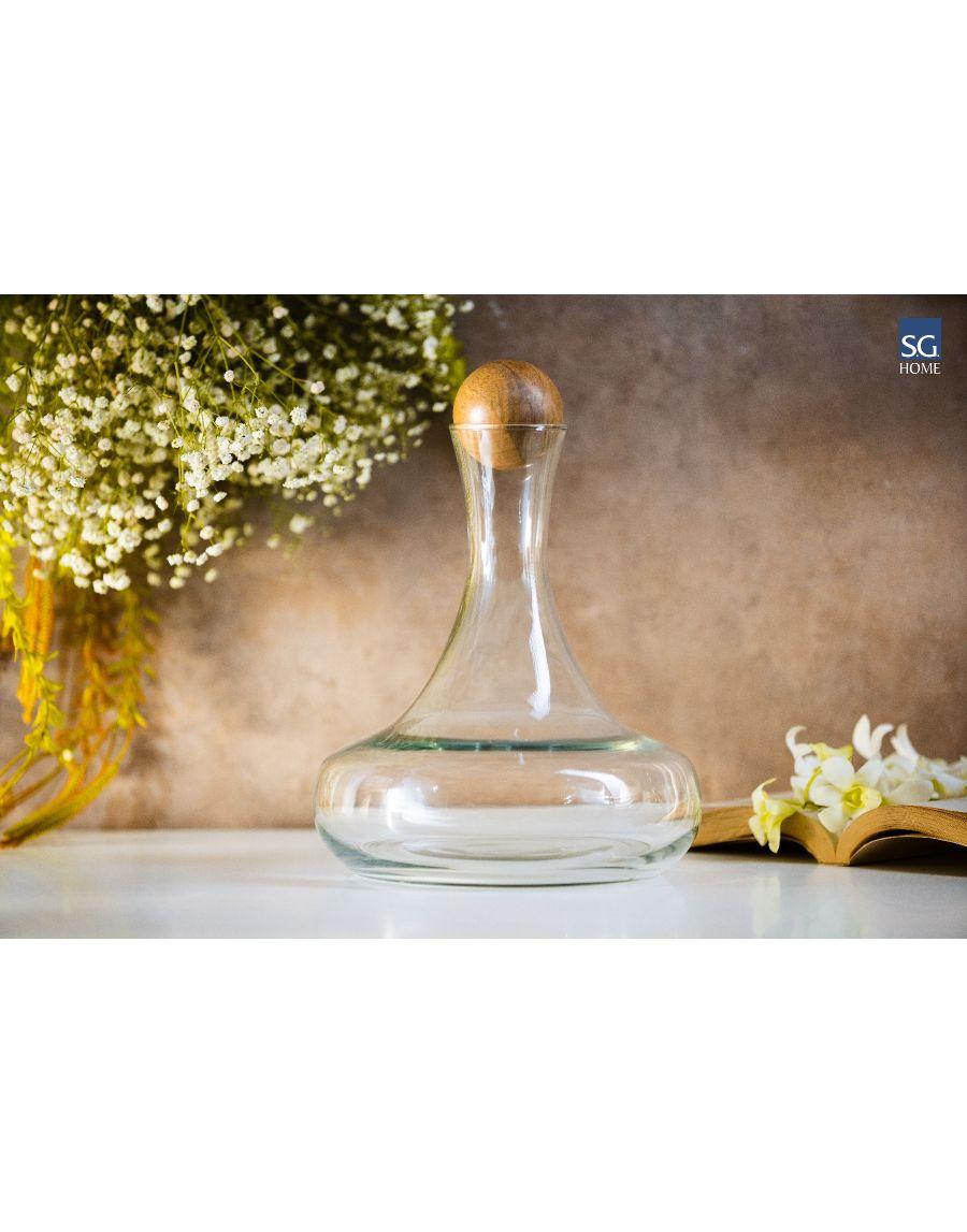 sg home Glass Decanter with Wooden Stopper