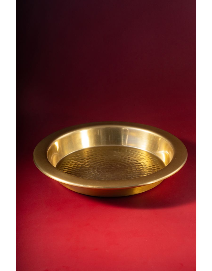 sg home Glow Golden Hammered Thaal Tray - 14"