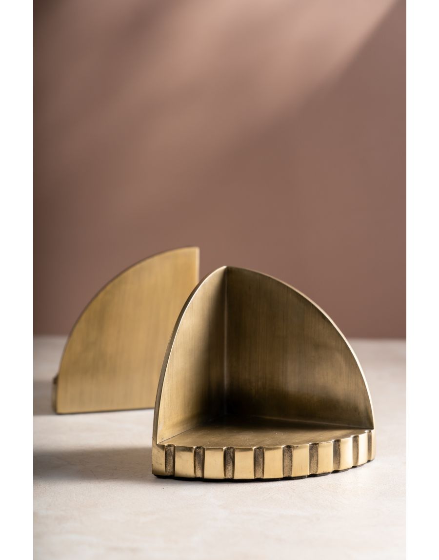 Sg Home Gold Shine Slot Bookends (Set Of 02)