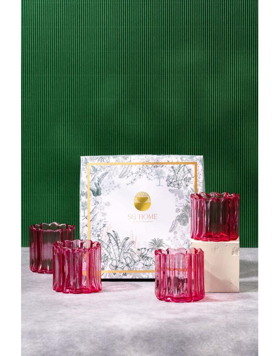 Sg Home Gulaabi Votive Gift Box (Set Of 4)