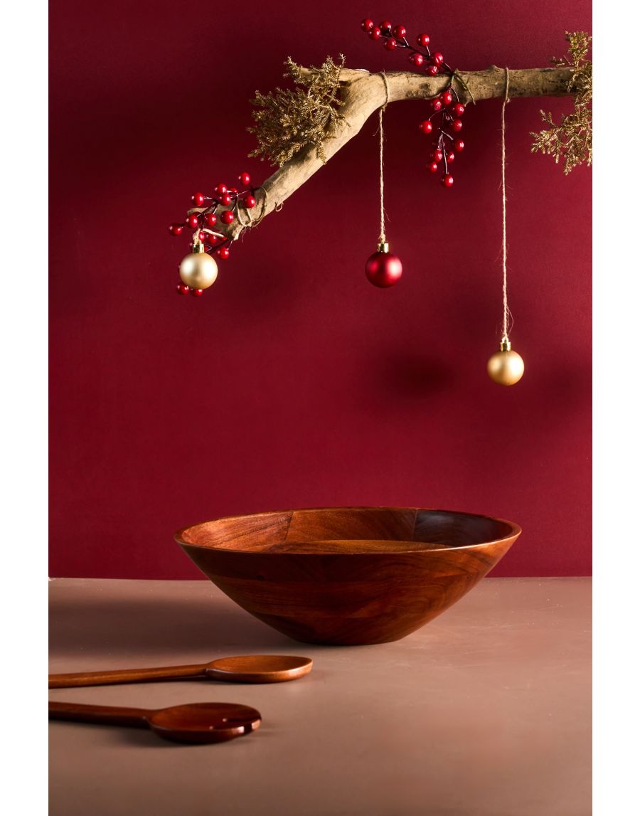 Sg Home Large Wood Bowl With Spatula S/2