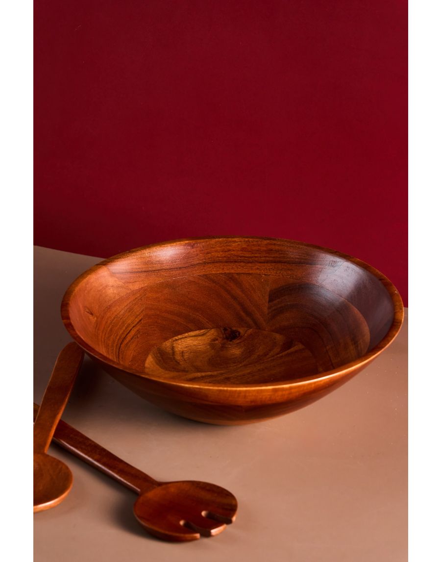 Sg Home Large Wood Bowl With Spatula S/2