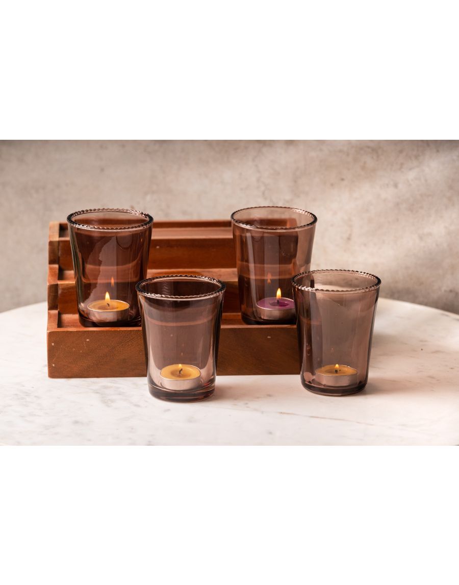 sg home Lilac Glass Votive (Set Of 4)