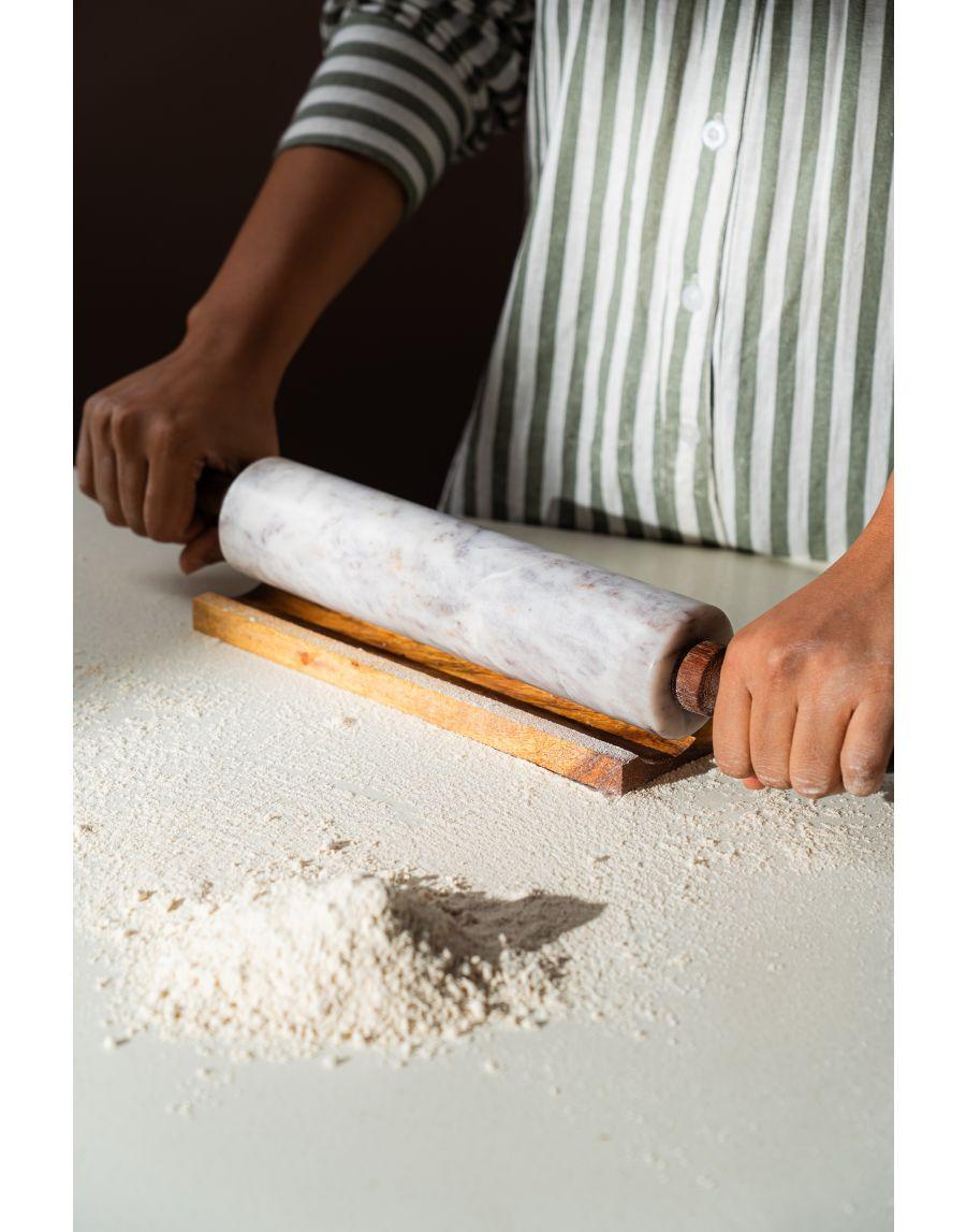 Sg Home Mango Wood And Marble Rolling Pin