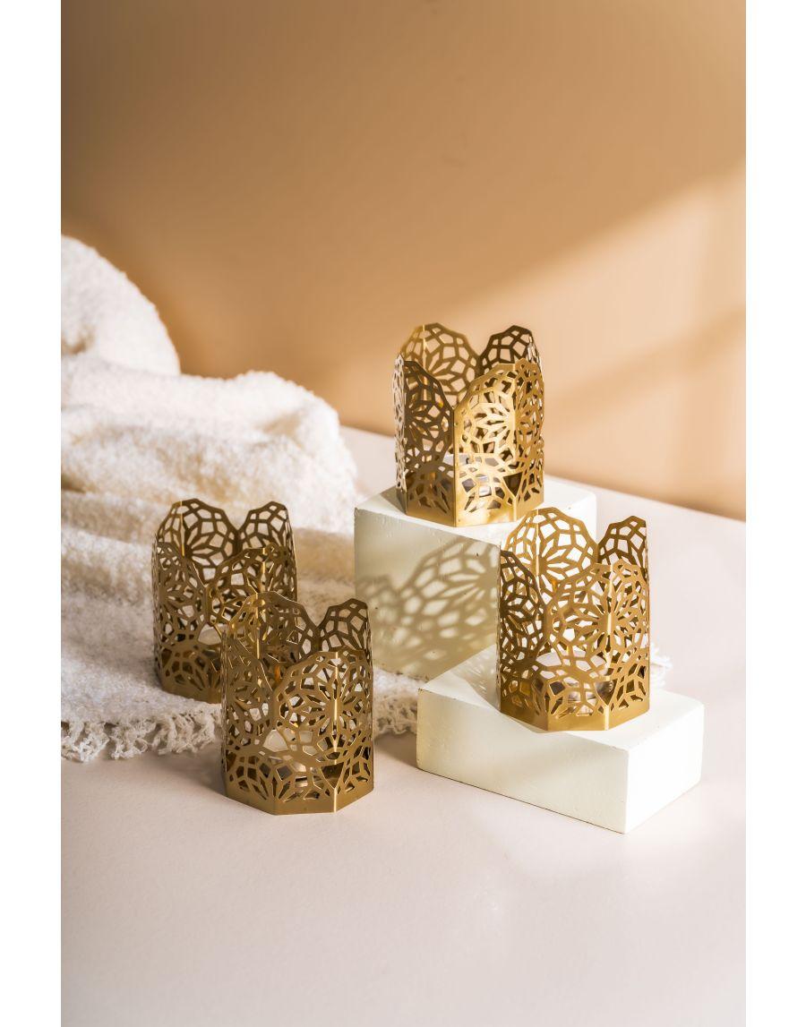 sg home Metal Cutwork Tea Light holder (set of 4)