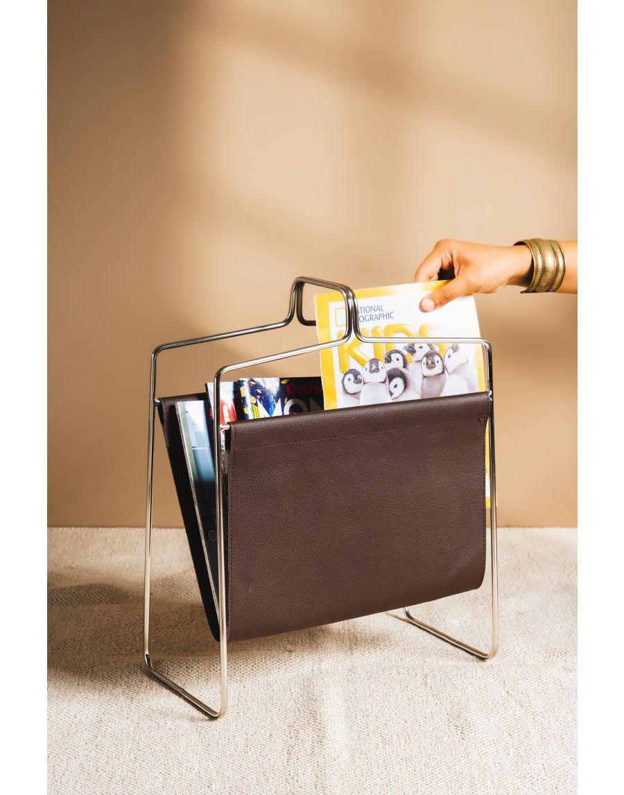 Sg Home Mettalic Muse Faux Leather Magazine Holder