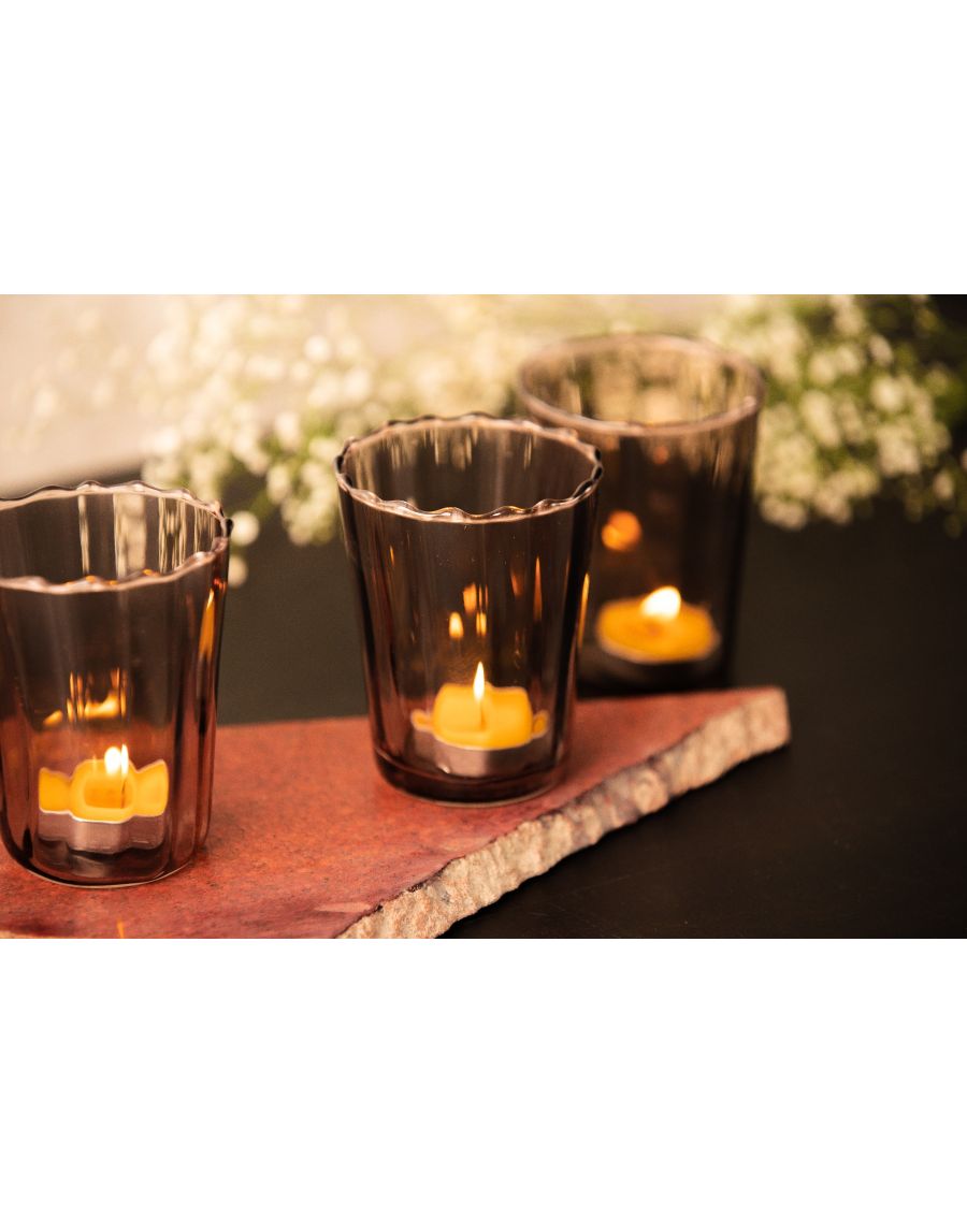 Sg Home Orchid Glass Votive/ Flask (Set Of 04)