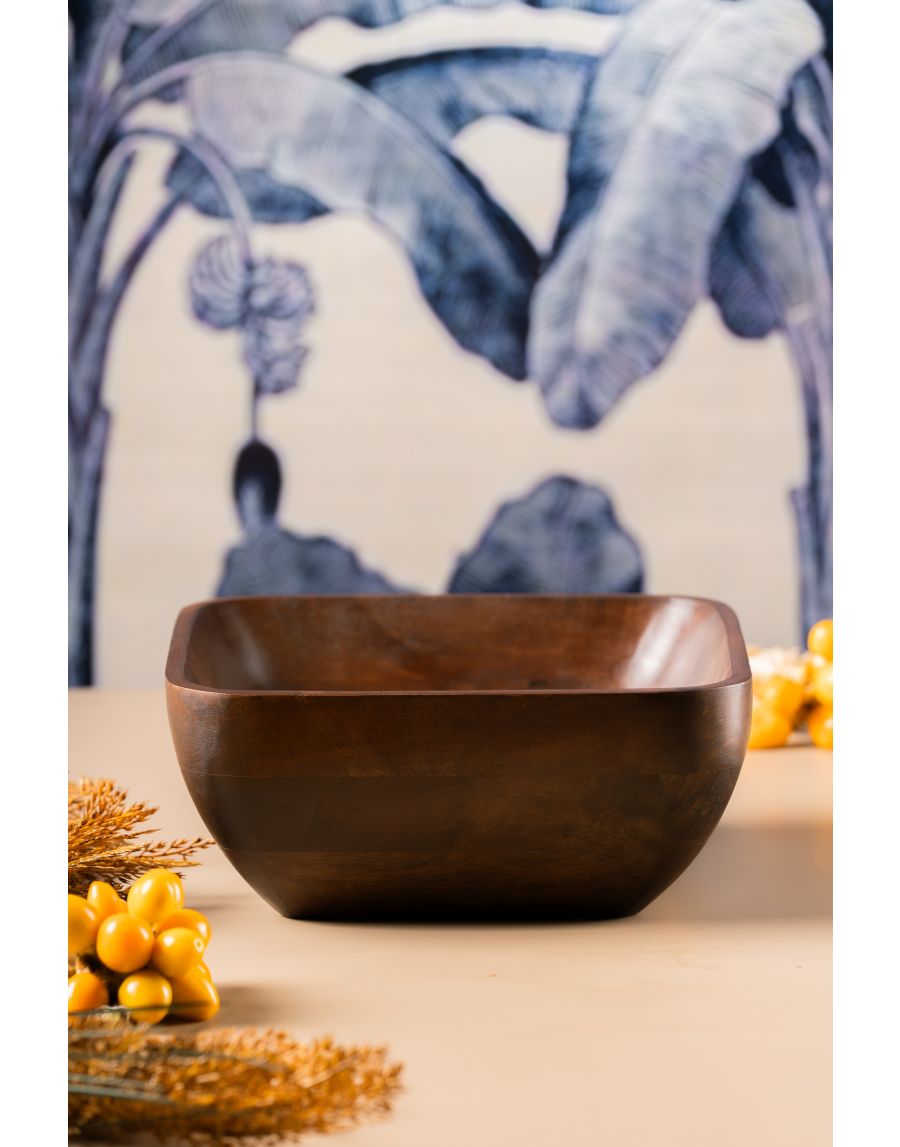 Sg Home Rectangular Rustic Wooden Bowl Large