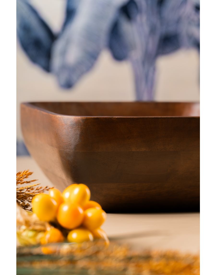 Sg Home Rectangular Rustic Wooden Bowl Large