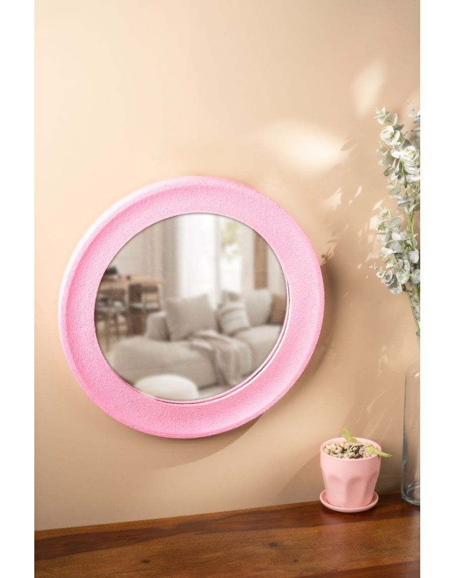 Sg Home Round Pink Rustic Mirror