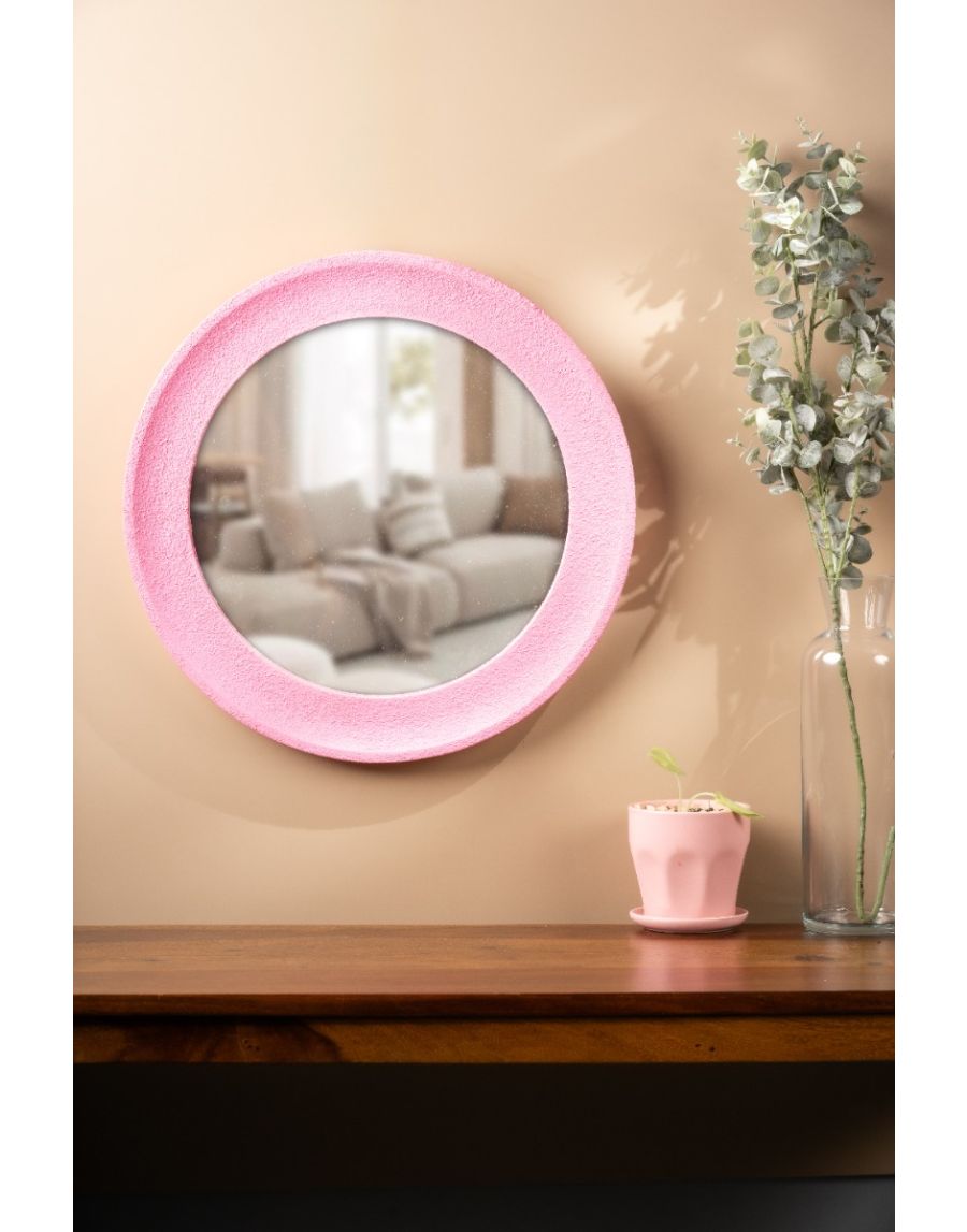 sg home Round Pink Rustic Mirror