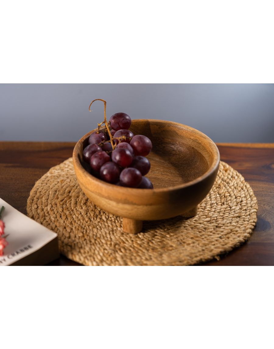 sg home Rustic Footed Wooden Bowl