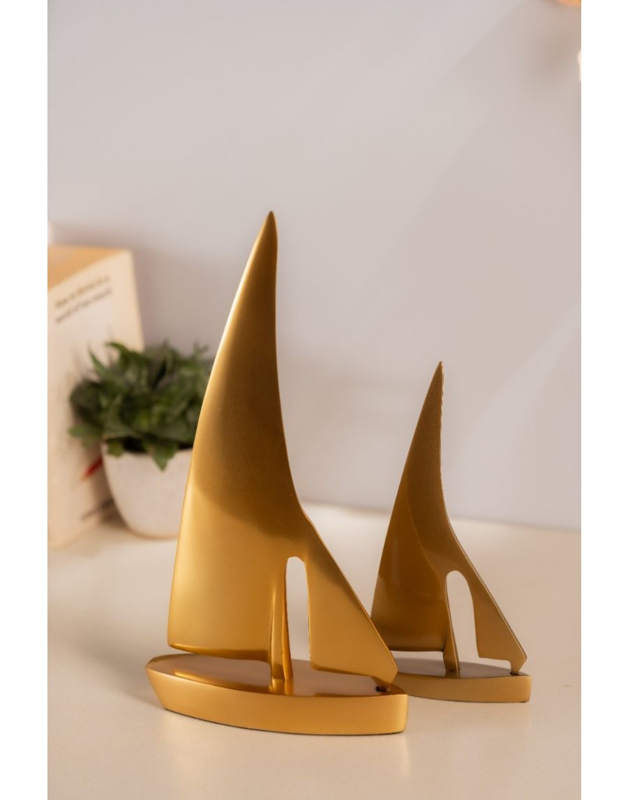 sg home Sail Boats Set of 02 (Golden)