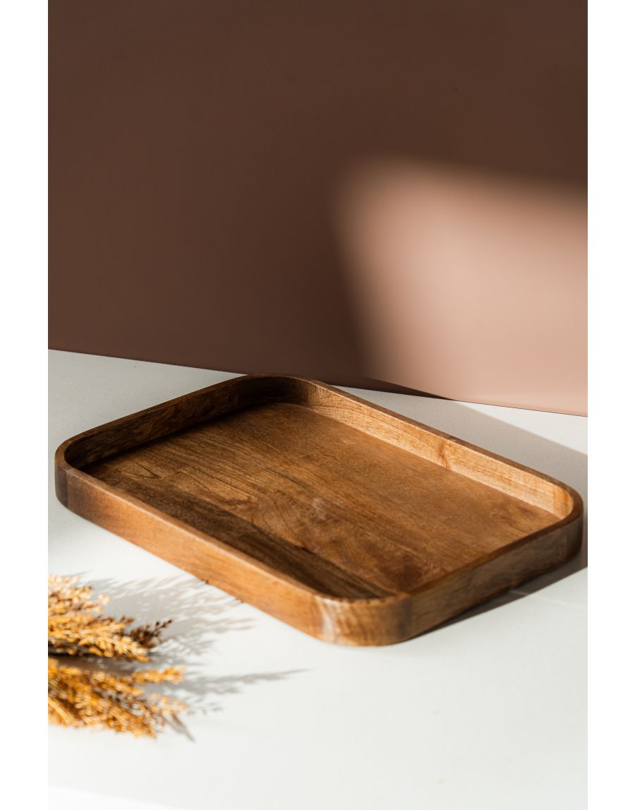 sg home Solid Wooden Tray with Rounded Edges