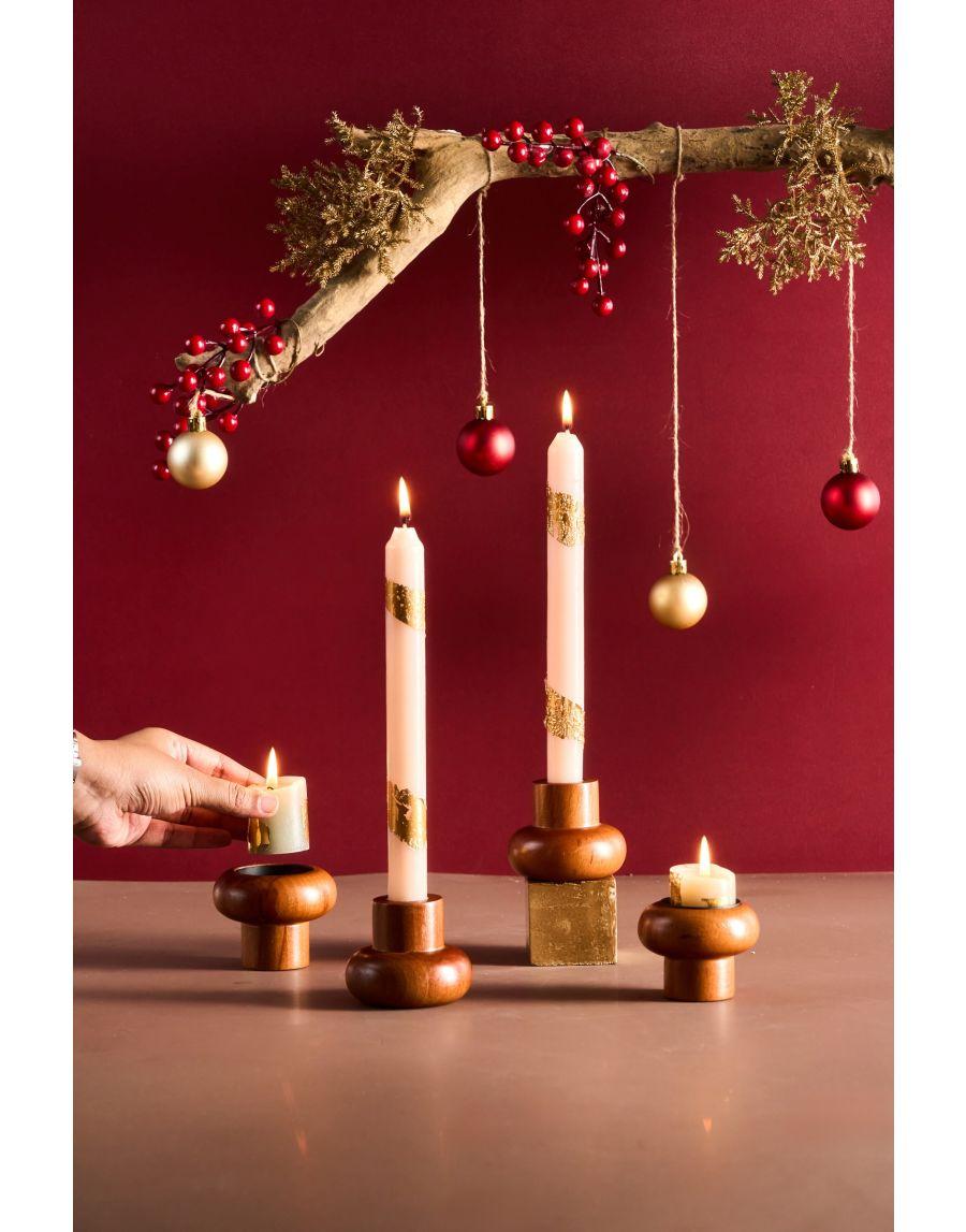 Sg Home Two Way Solid Wood Candle Holders (Set Of 4)