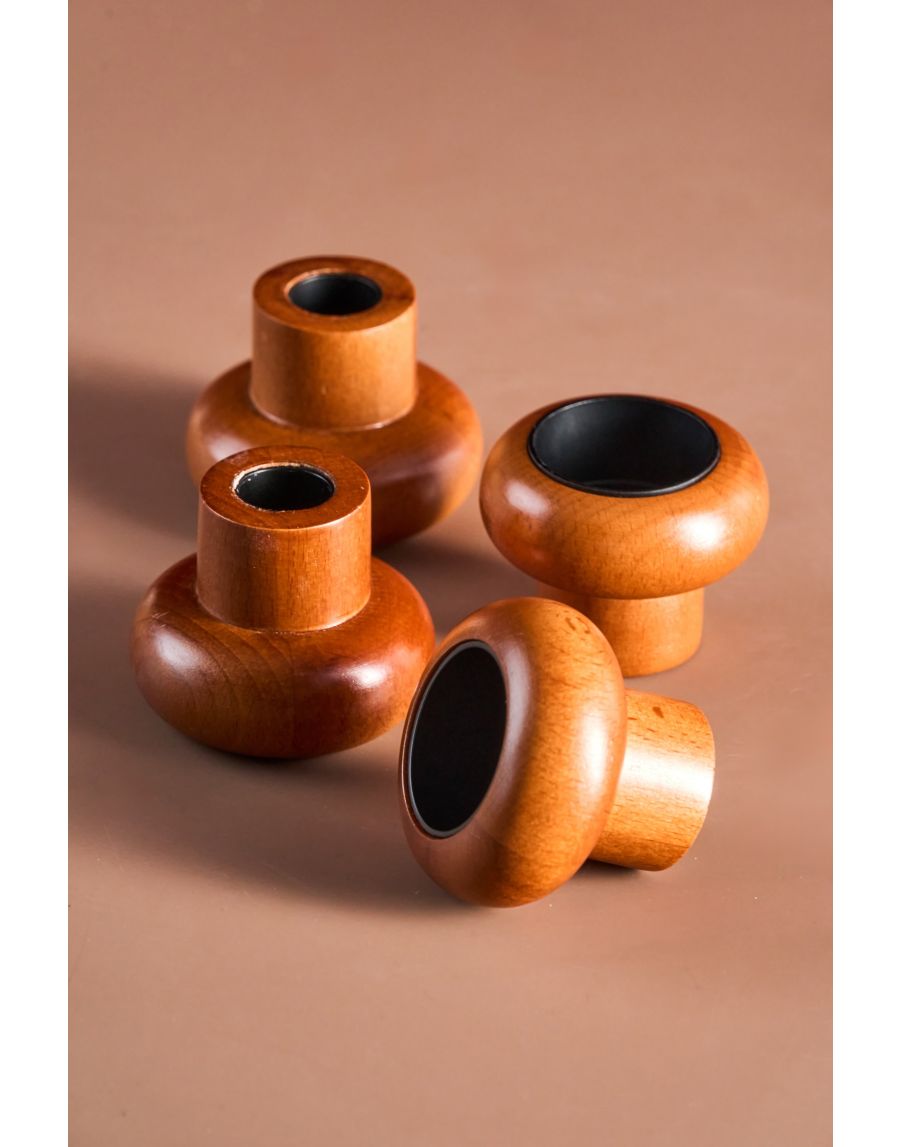 Sg Home Two Way Solid Wood Candle Holders (Set Of 4)