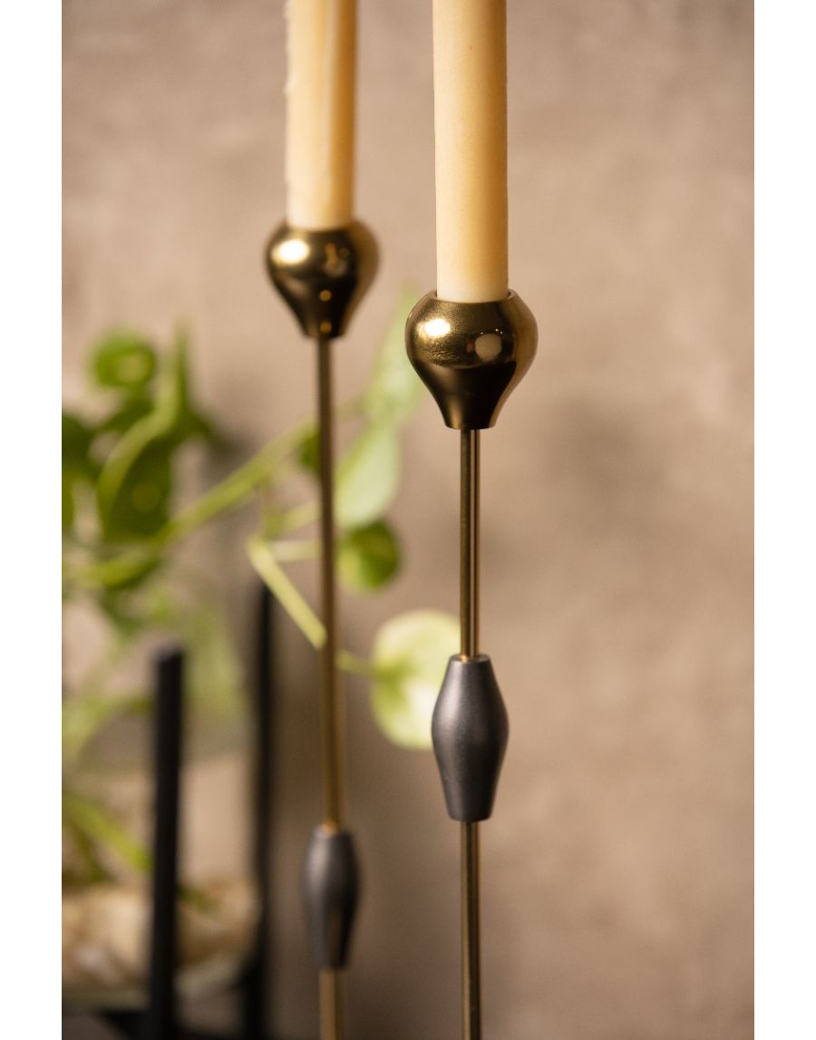 Sg Home Up & Down Candle Holder (Set Of 2) Gold