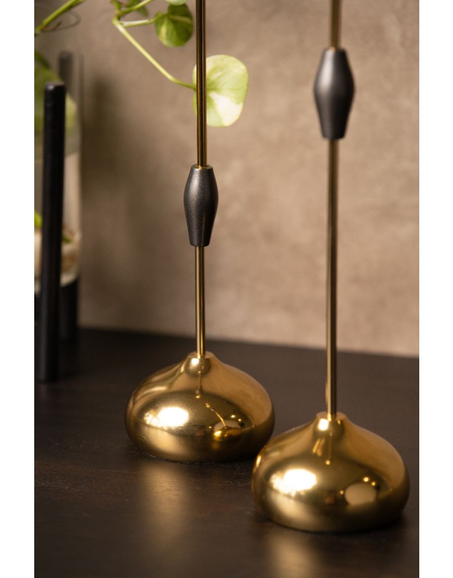 Sg Home Up & Down Candle Holder (Set Of 2) Gold