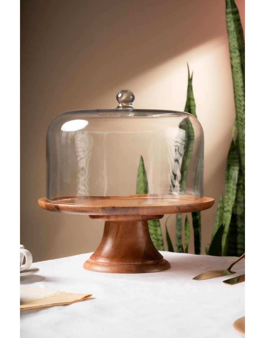 sg home Upper Crust Cake Stand with Glass Cloche