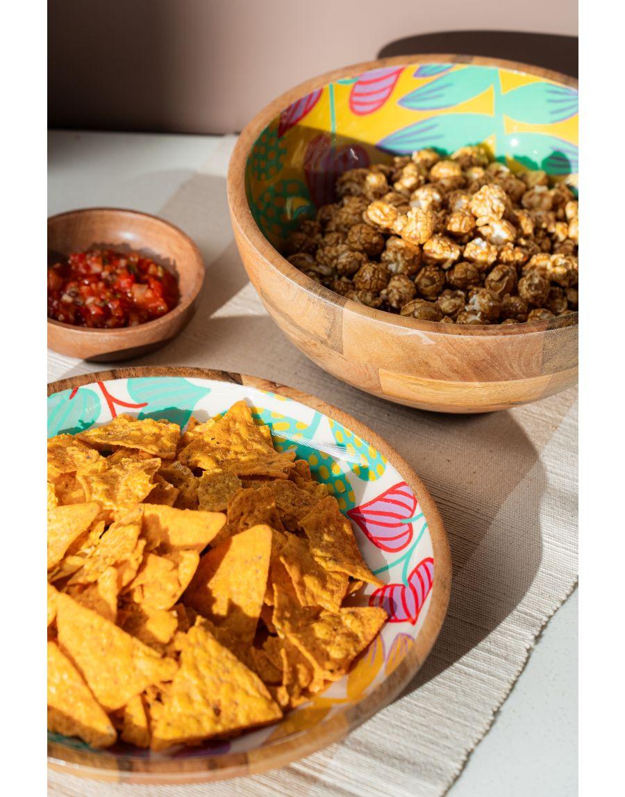 Sg Home Wood Printed Bowl And Tray Set