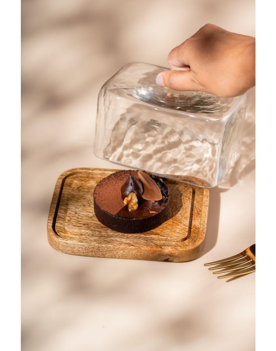 Sg Home Wooden Delight Dish With Glass Cloche